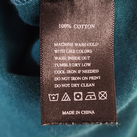 Teal Reach the World Puff Letter Long Sleeve, Womens SZ L - Picture 8 of 8